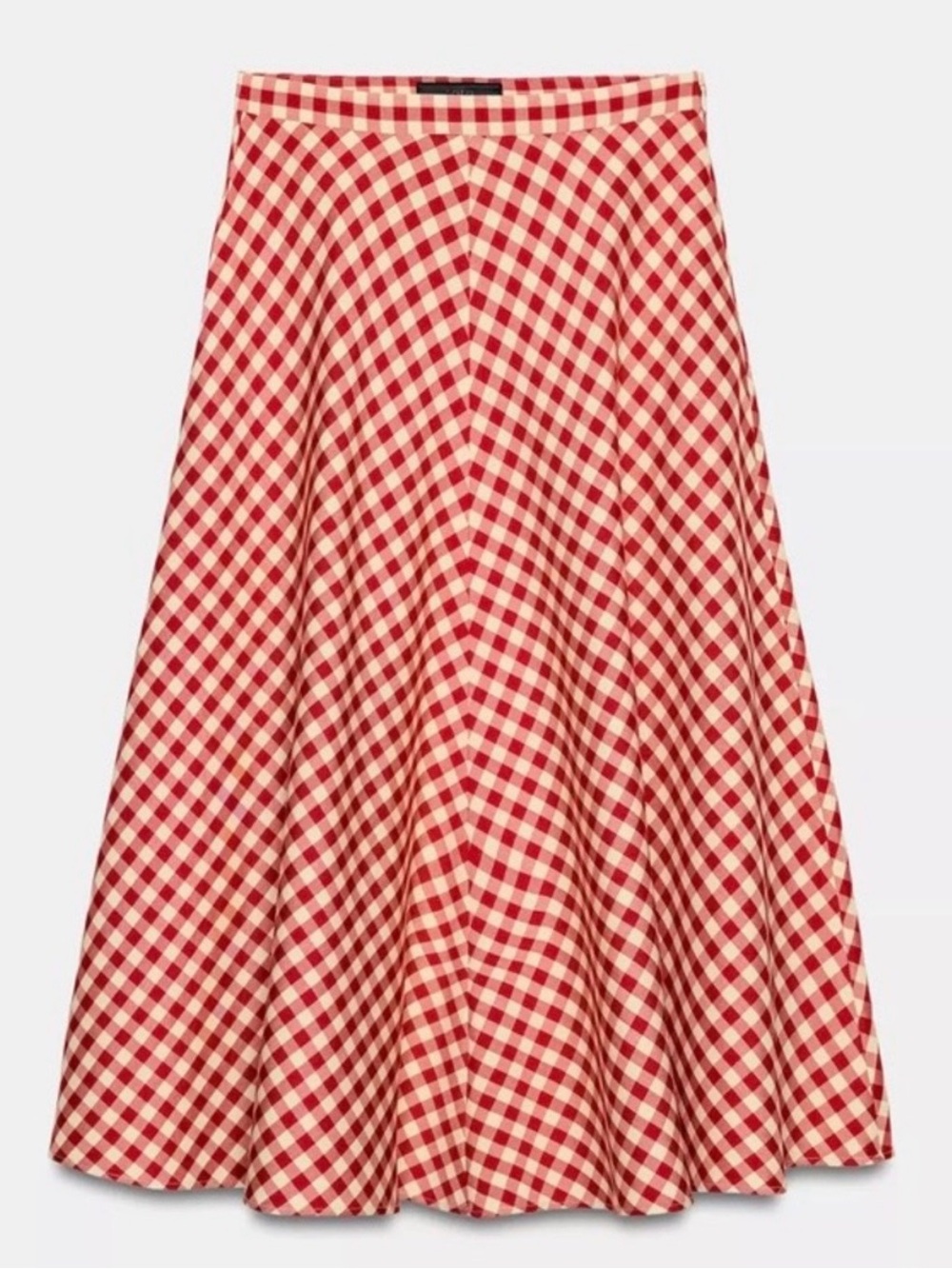 Zara Red and Cream Gingham Circle Skirt